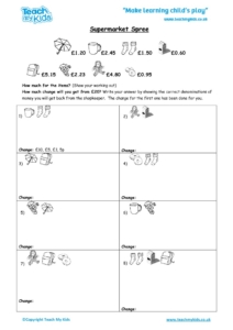 Worksheets for kids - supermarket_spree